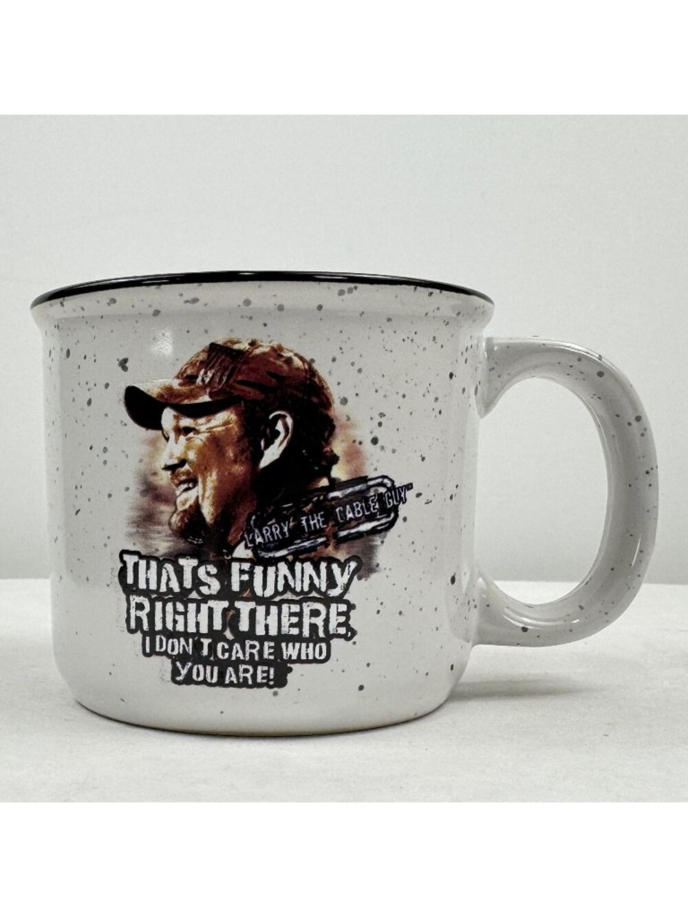 Larry The Cable Guy 16 Oz Coffee Cup Ceramic Speckled White That's Funny Mug